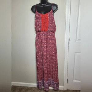 Skies Are Blue by Stitch Fix Red Paisley Maxi Dress sz L